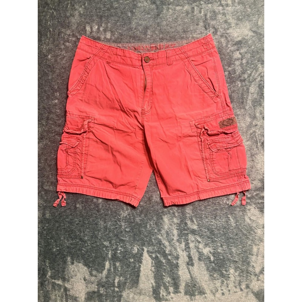 Unionbay Mens 36 Faded Red Coral Cargo Shorts 100 Cotton Multi Pocket Casual